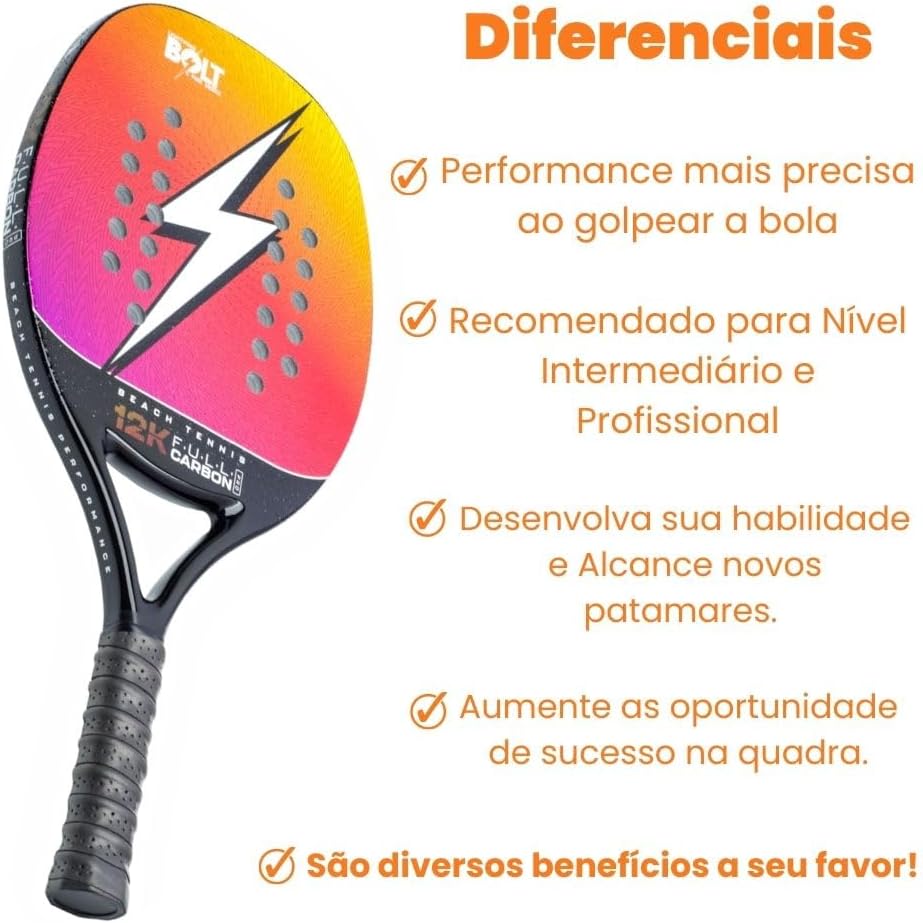 61-HsmyoRPL._AC_SL1000_ Review: Raquete de Beach Tennis Lightning Bolt Rainbow 12K Full Carbon – Vale a Pena? Veja os Prós e Contras!