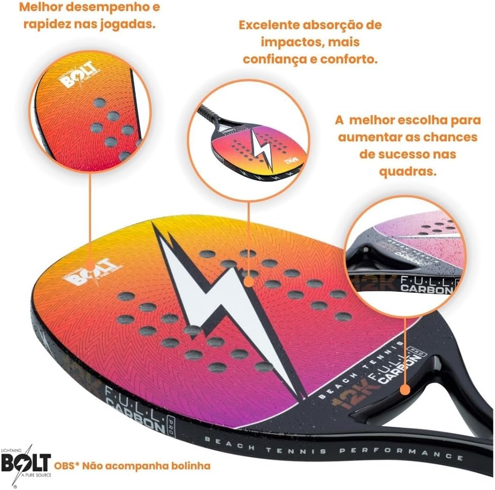 616HNez0kuL._AC_SL1000_ Review: Raquete de Beach Tennis Lightning Bolt Rainbow 12K Full Carbon – Vale a Pena? Veja os Prós e Contras!